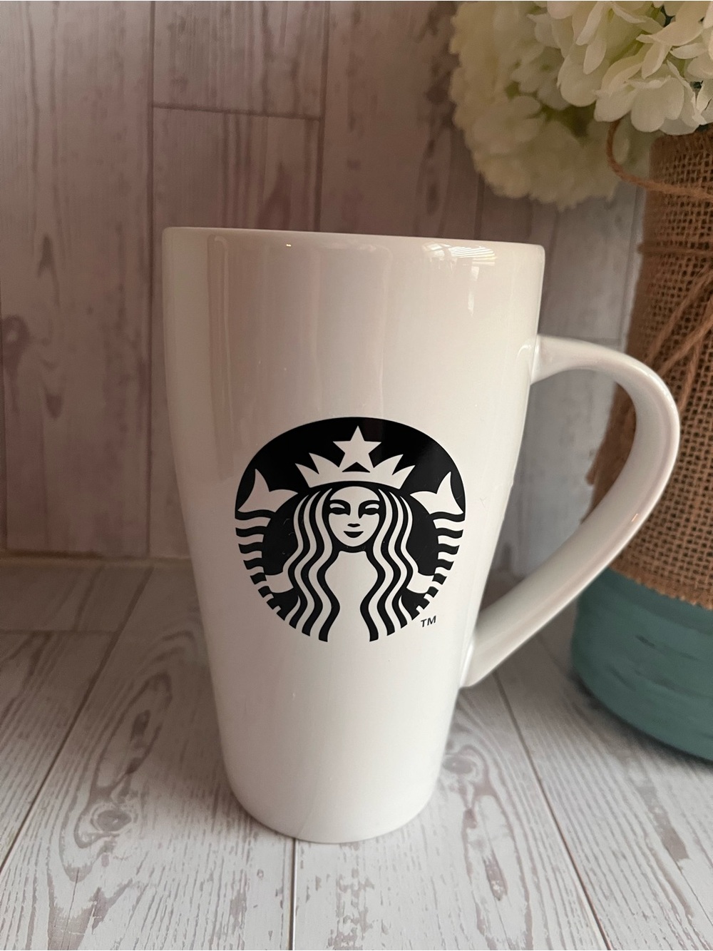 Starbucks White Ceramic Mug with Black Logo